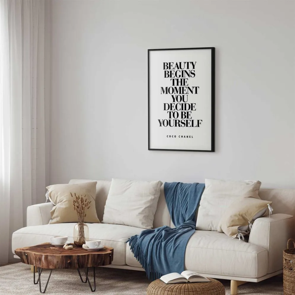 Plakat Coco Chanel 29,7x42 cm z ramą czarną bez marginesu | MIRAT.