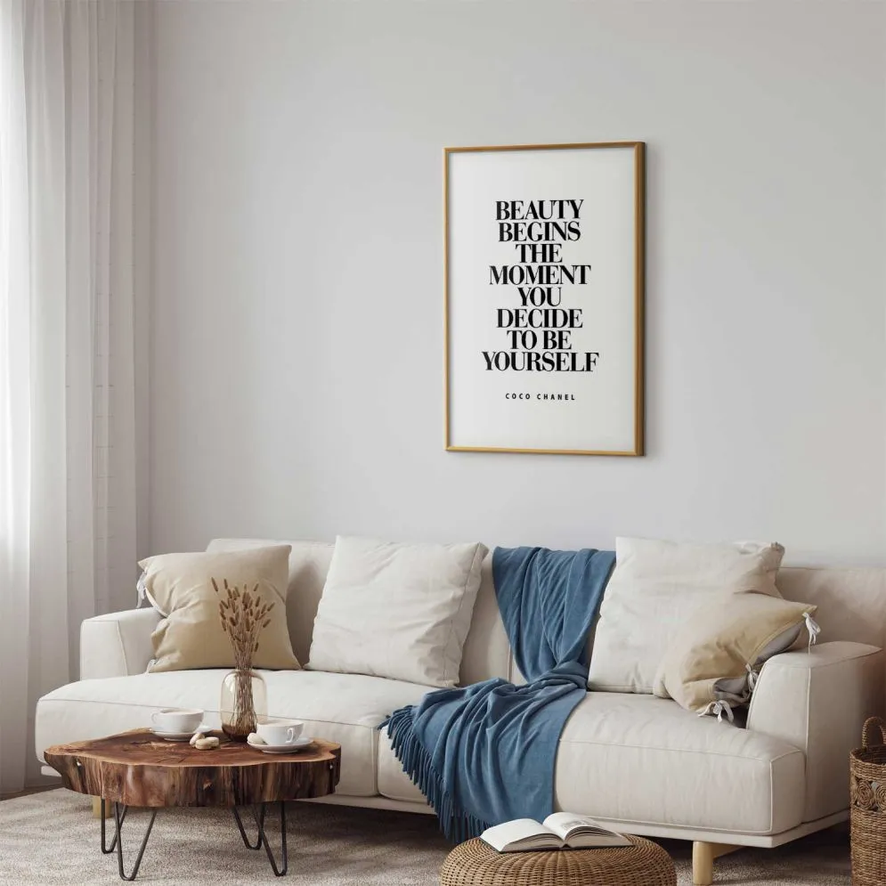 Plakat Coco Chanel 60x90 cm z ramą złotą z marginesem | MIRAT.