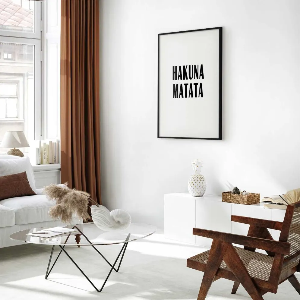 Plakat Hakuna Matata 21x30 cm z ramą czarną z marginesem | MIRAT.