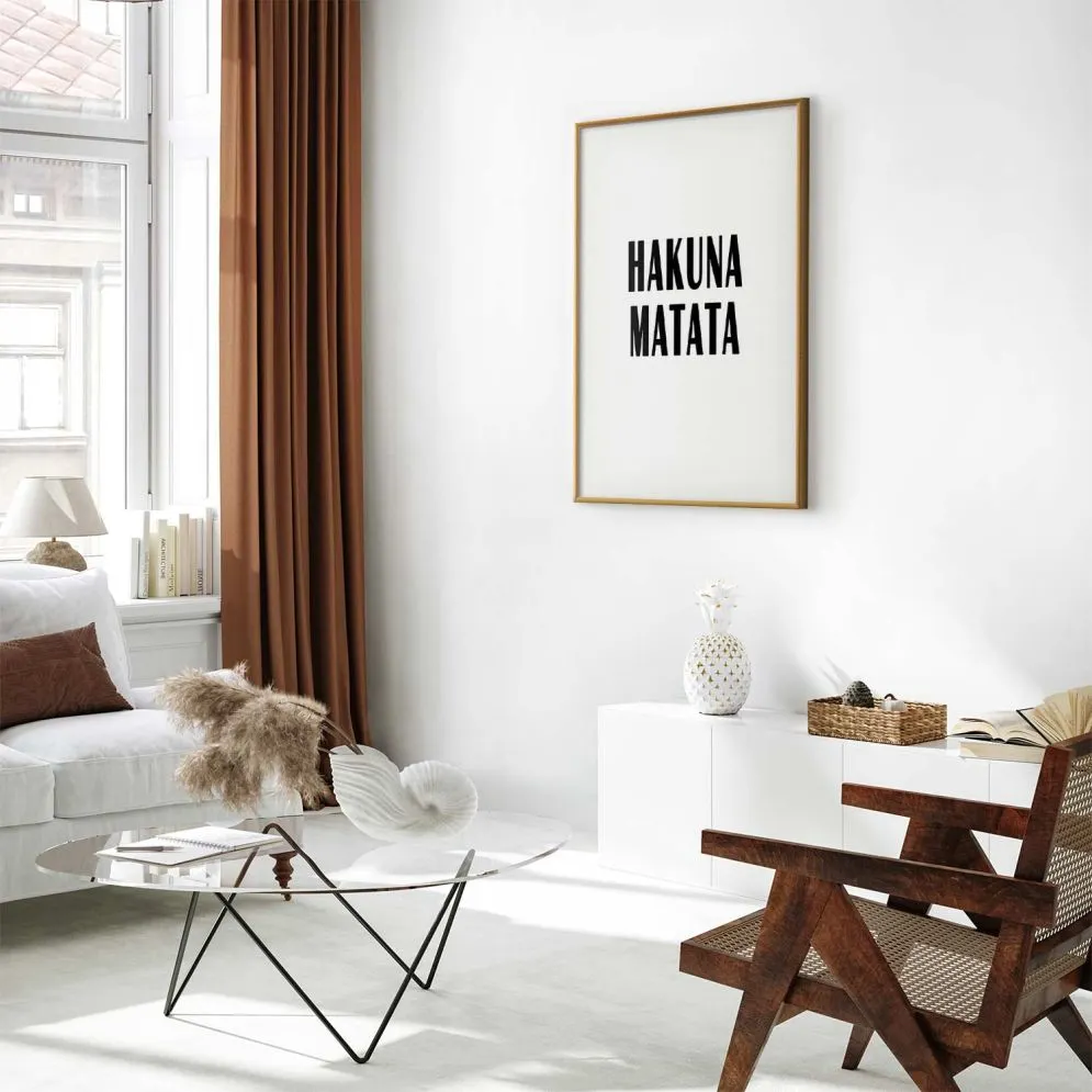 Plakat Hakuna Matata 21x30 cm z ramą złotą z marginesem | MIRAT.