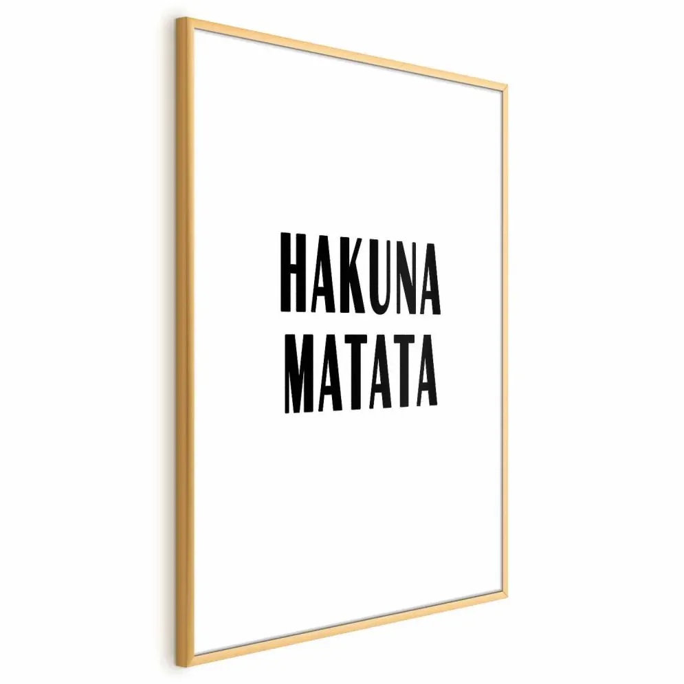 Plakat Hakuna Matata 21x30 cm z ramą złotą z marginesem | MIRAT.