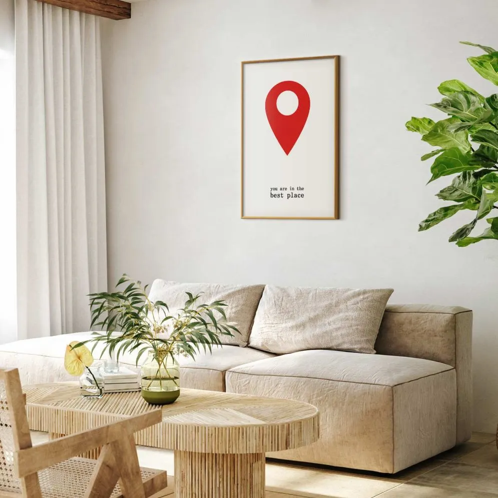 Plakat The best place 21x30 cm z ramą złotą bez marginesu | MIRAT.