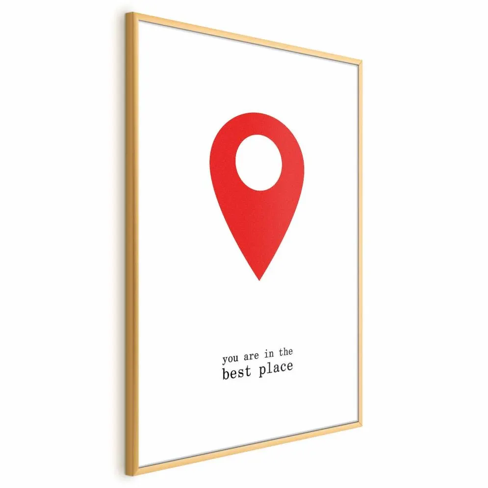 Plakat The best place 21x30 cm z ramą złotą z marginesem | MIRAT.