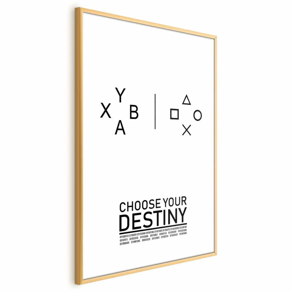 Plakat Choose your destiny 21x30 cm z ramą złotą bez marginesu | MIRAT.