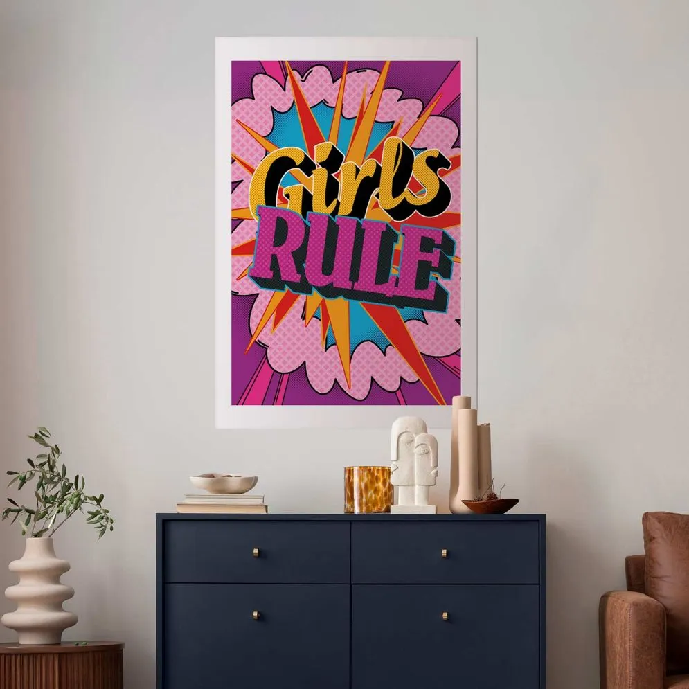 Plakat Girls Rule 21x30 cm bez ramy z marginesem | MIRAT.