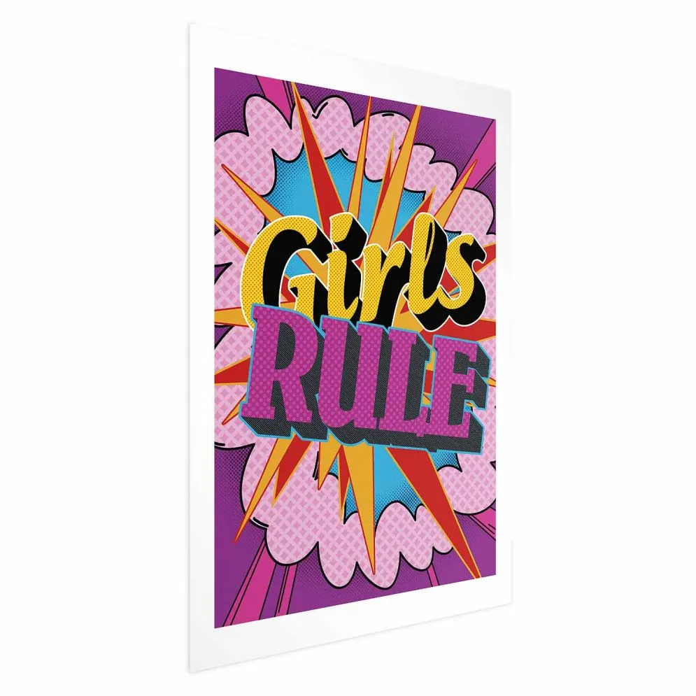 Plakat Girls Rule 21x30 cm bez ramy z marginesem | MIRAT.