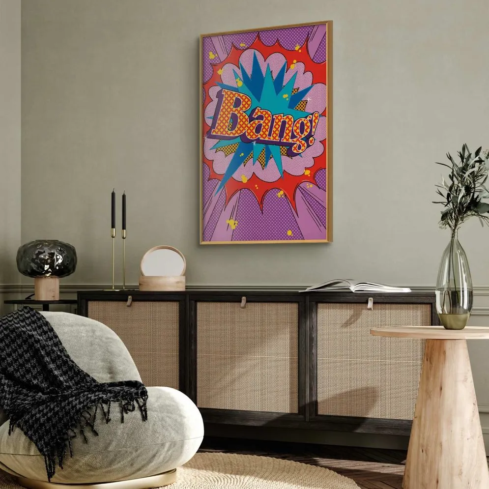 Plakat Bang 60x90 cm z ramą złotą bez marginesu | MIRAT.