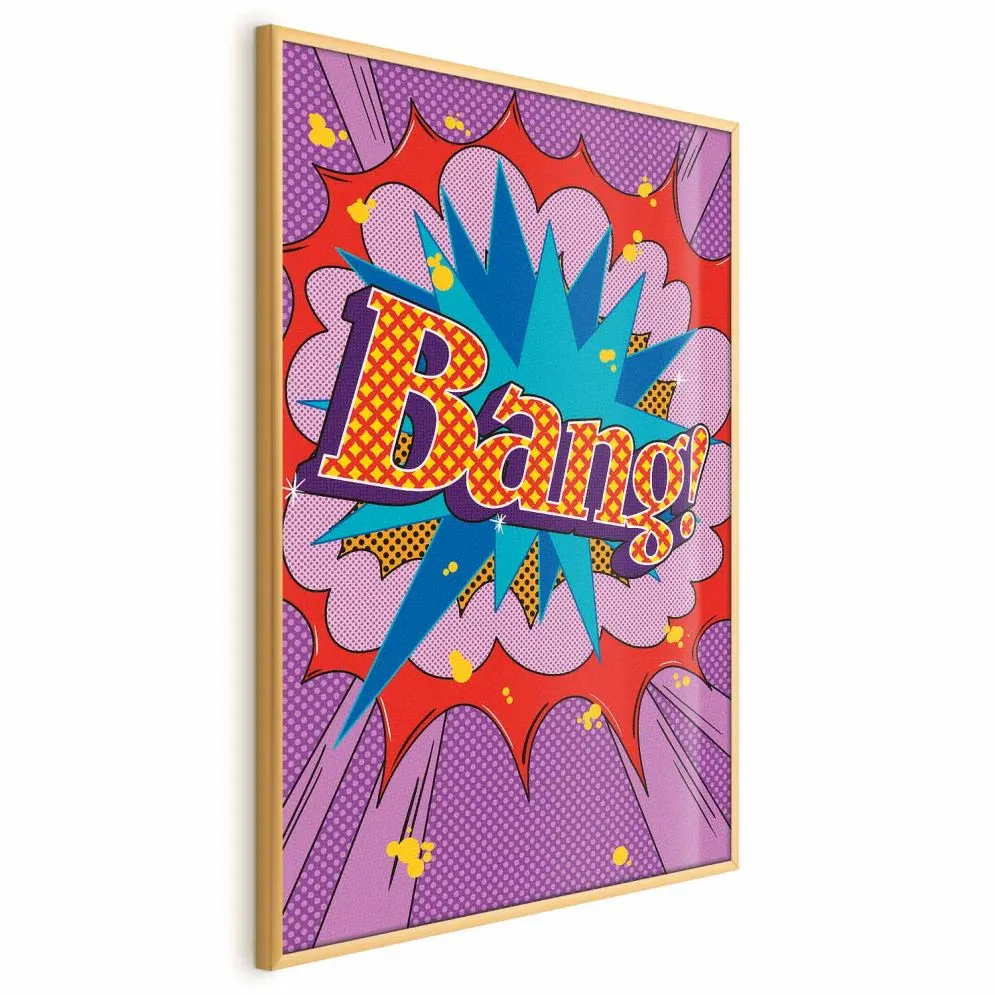 Plakat Bang 60x90 cm z ramą złotą bez marginesu | MIRAT.