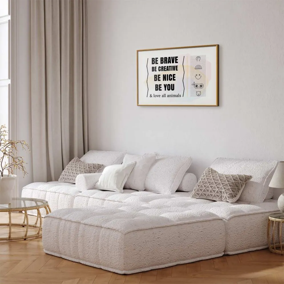 Plakat Bądź sobą 90x60 cm z ramą złotą z marginesem | MIRAT.