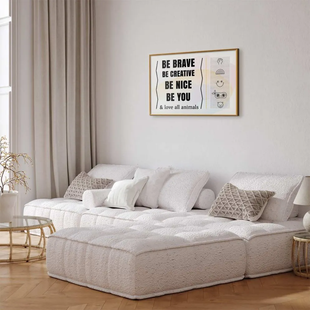 Plakat Bądź sobą 90x60 cm z ramą złotą bez marginesu | MIRAT.