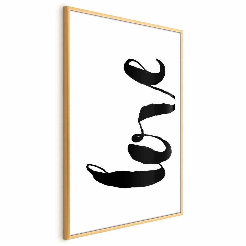 Plakat Czarne Love 29,7x42 cm z ramą złotą z marginesem | MIRAT.