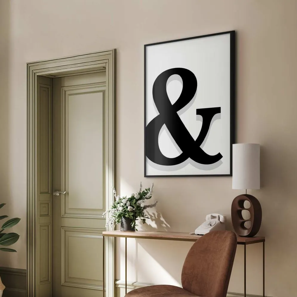 Plakat Ozdobna litera 60x90 cm z ramą czarną bez marginesu | MIRAT.