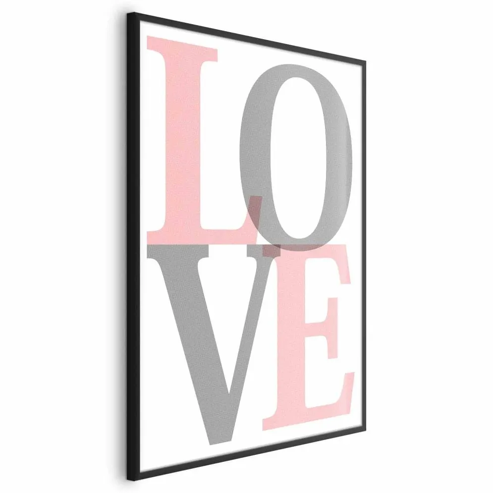 Plakat Szara miłość 21x30 cm z ramą czarną bez marginesu | MIRAT.