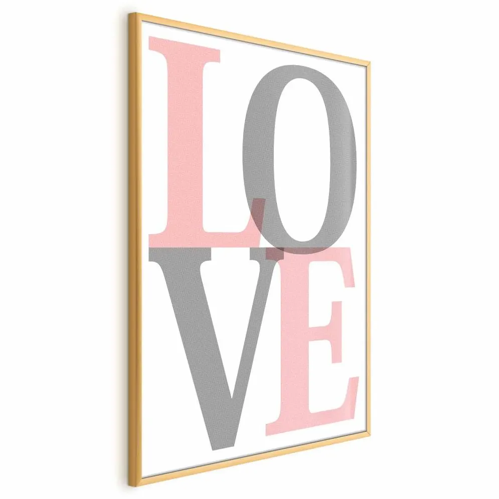 Plakat Szara miłość 21x30 cm z ramą złotą bez marginesu | MIRAT.