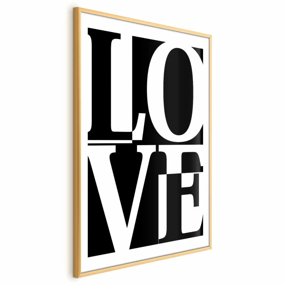 Plakat Miłość 21x30 cm z ramą złotą z marginesem | MIRAT.