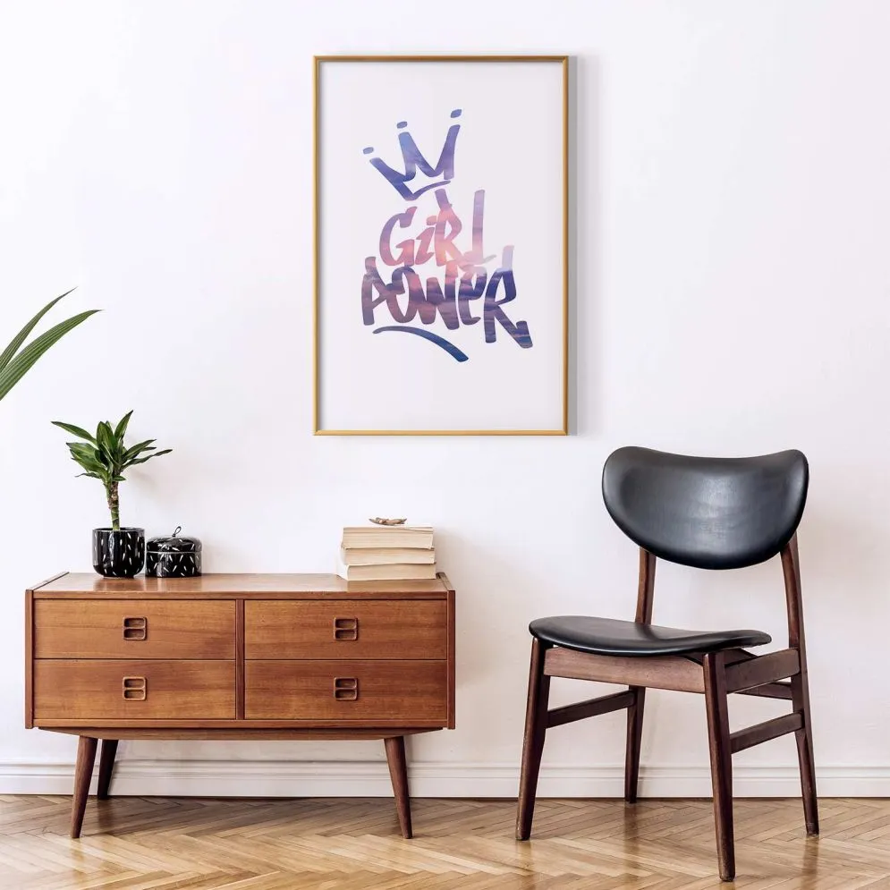 Plakat Girl Power 60x90 cm z ramą złotą bez marginesu | MIRAT.