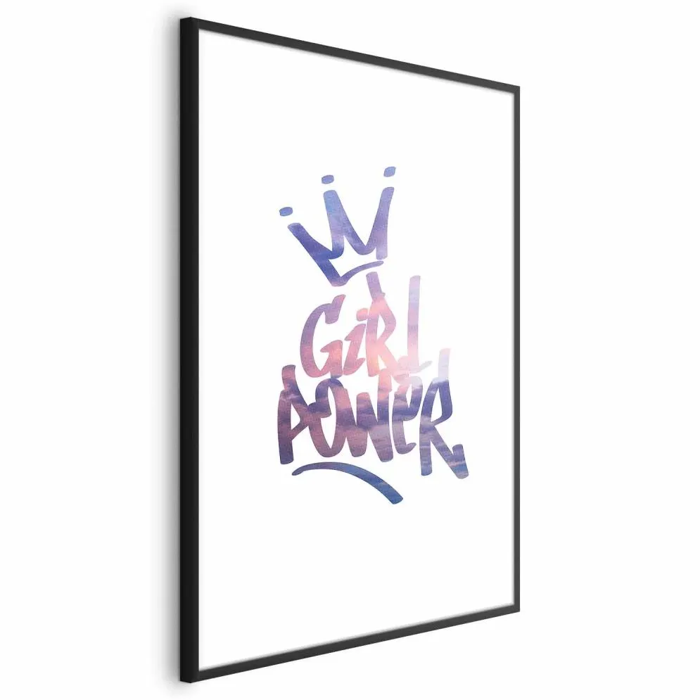 Plakat Girl Power 29,7x42 cm z ramą czarną z marginesem | MIRAT.