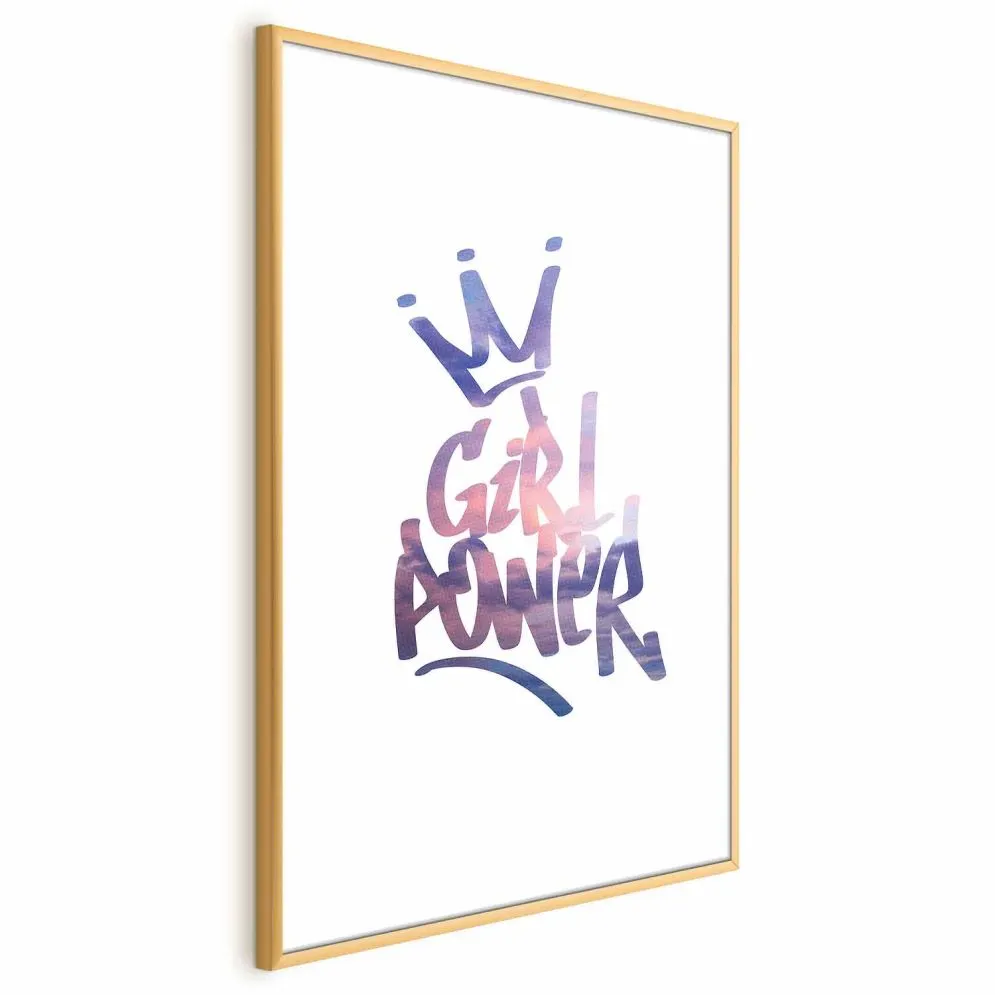 Plakat Girl Power 21x30 cm z ramą złotą z marginesem