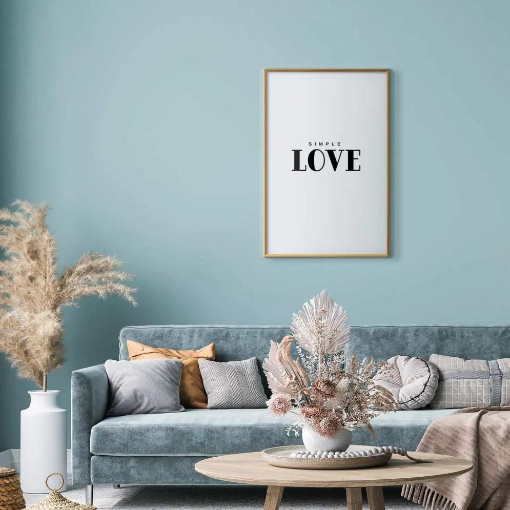 Plakat Simple Love 21x30 cm z ramą złotą bez marginesu | MIRAT.