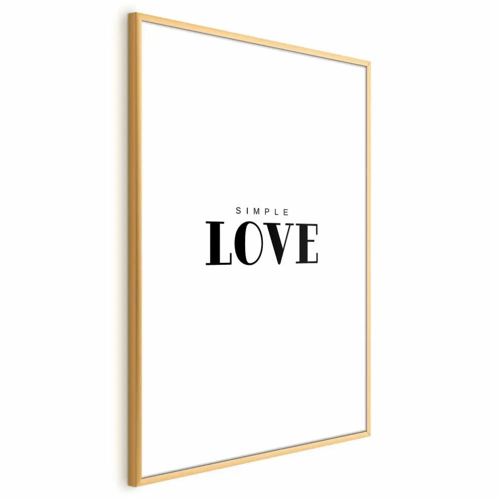 Plakat Simple Love 21x30 cm z ramą złotą z marginesem | MIRAT.