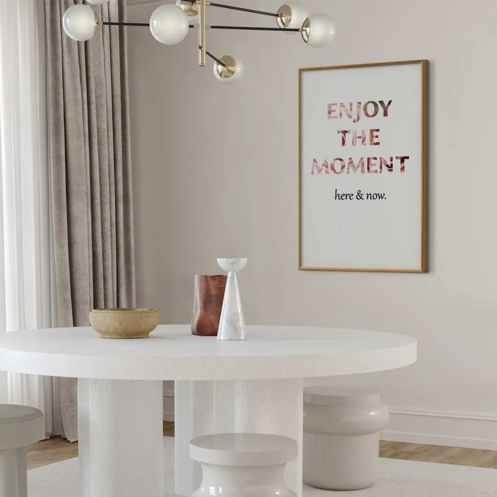 Plakat Enjoy the Moment 21x30 cm z ramą złotą bez marginesu | MIRAT.
