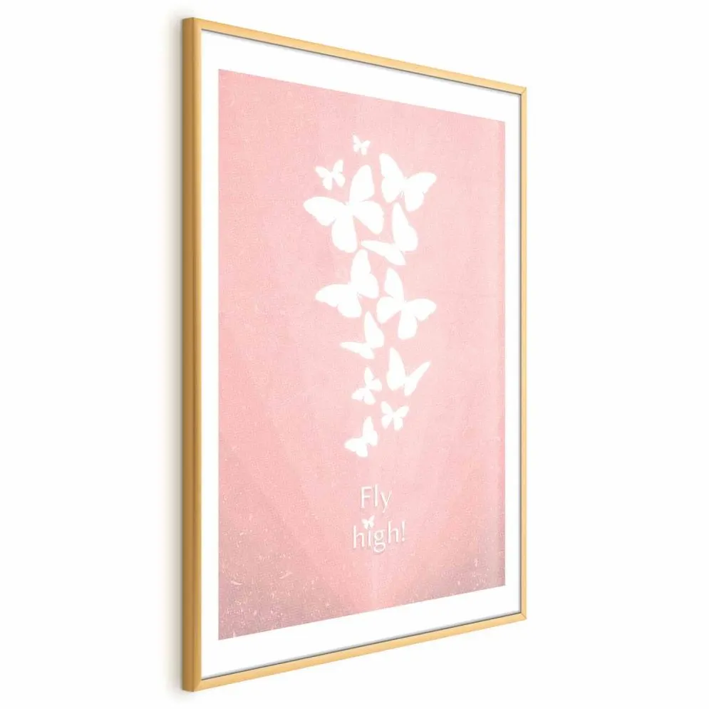 Plakat Fly High 40x60 cm z ramą złotą z marginesem
