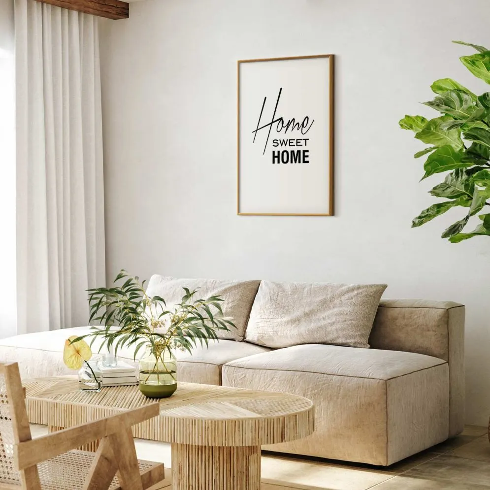 Plakat Home 21x30 cm z ramą złotą z marginesem | MIRAT.