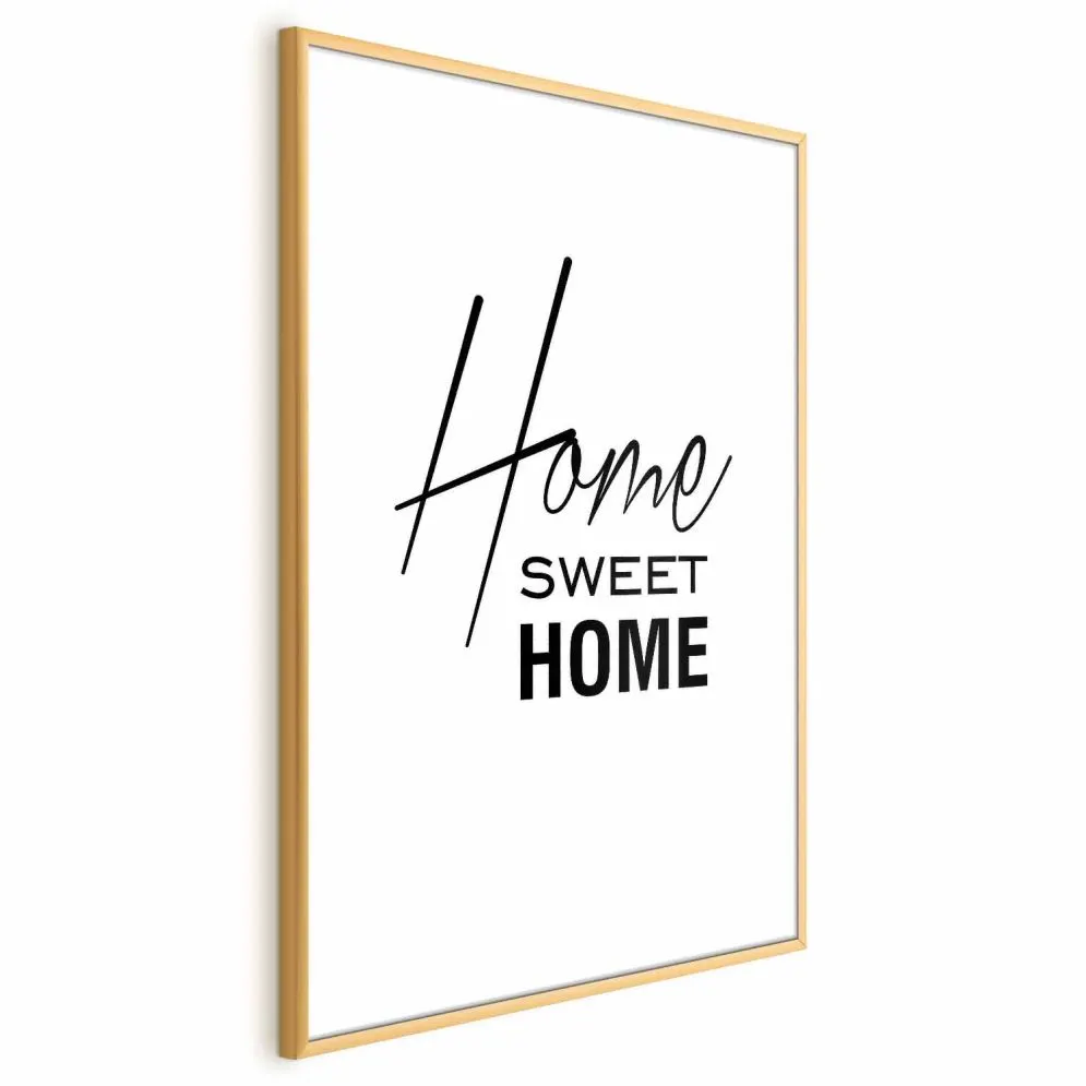 Plakat Home 21x30 cm z ramą złotą z marginesem | MIRAT.