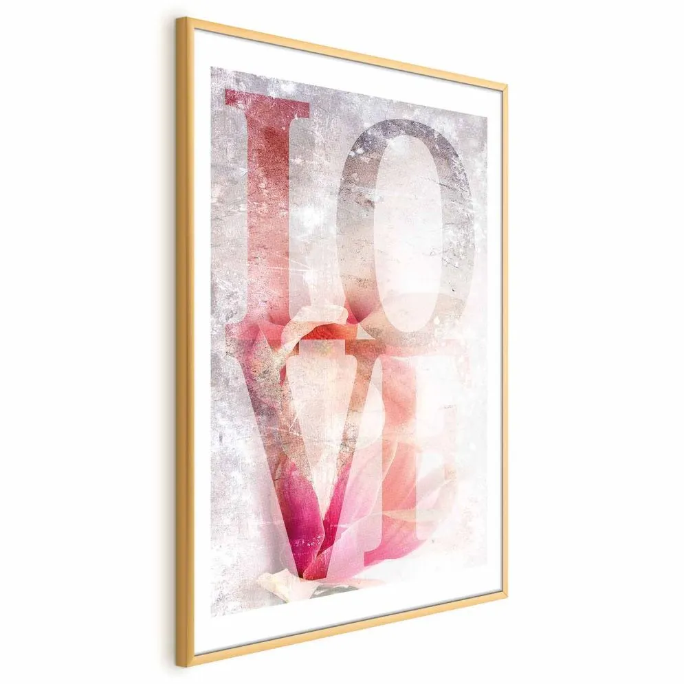 Plakat Miłość magnolii 60x90 cm z ramą złotą z marginesem | MIRAT.