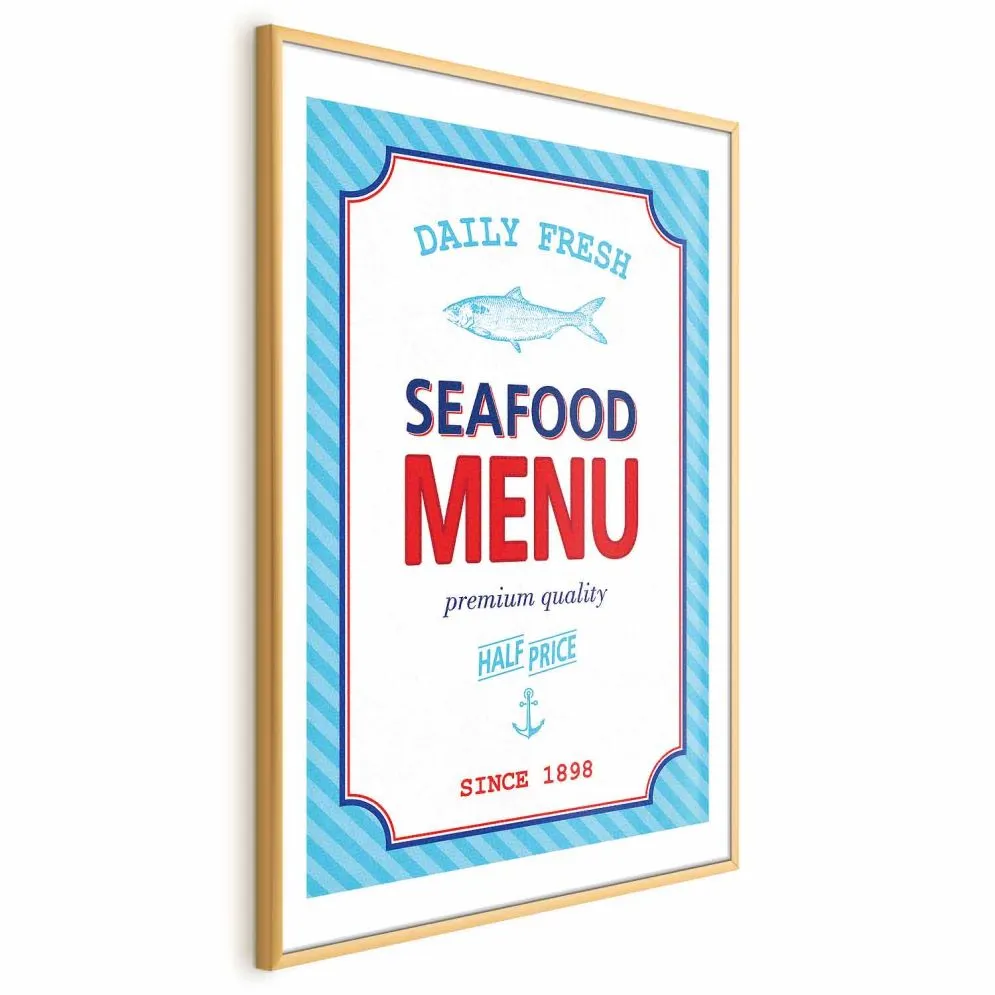 Plakat Menu 29,7x42 cm z ramą złotą z marginesem | MIRAT.