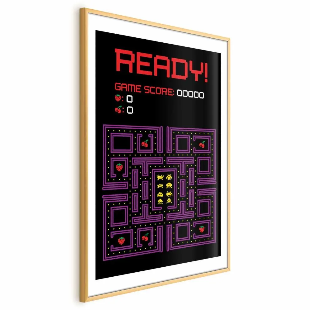 Plakat Ready 21x30 cm z ramą złotą z marginesem | MIRAT.