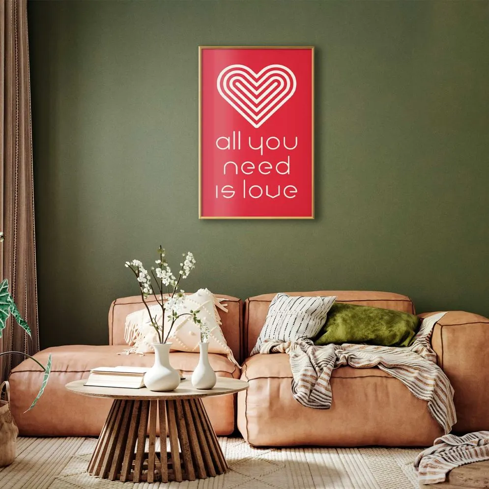Plakat Kochajmy się 21x30 cm z ramą złotą bez marginesu | MIRAT.