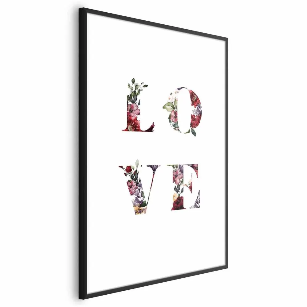 Plakat Miłość w kwiatach 21x30 cm z ramą czarną z marginesem | MIRAT.