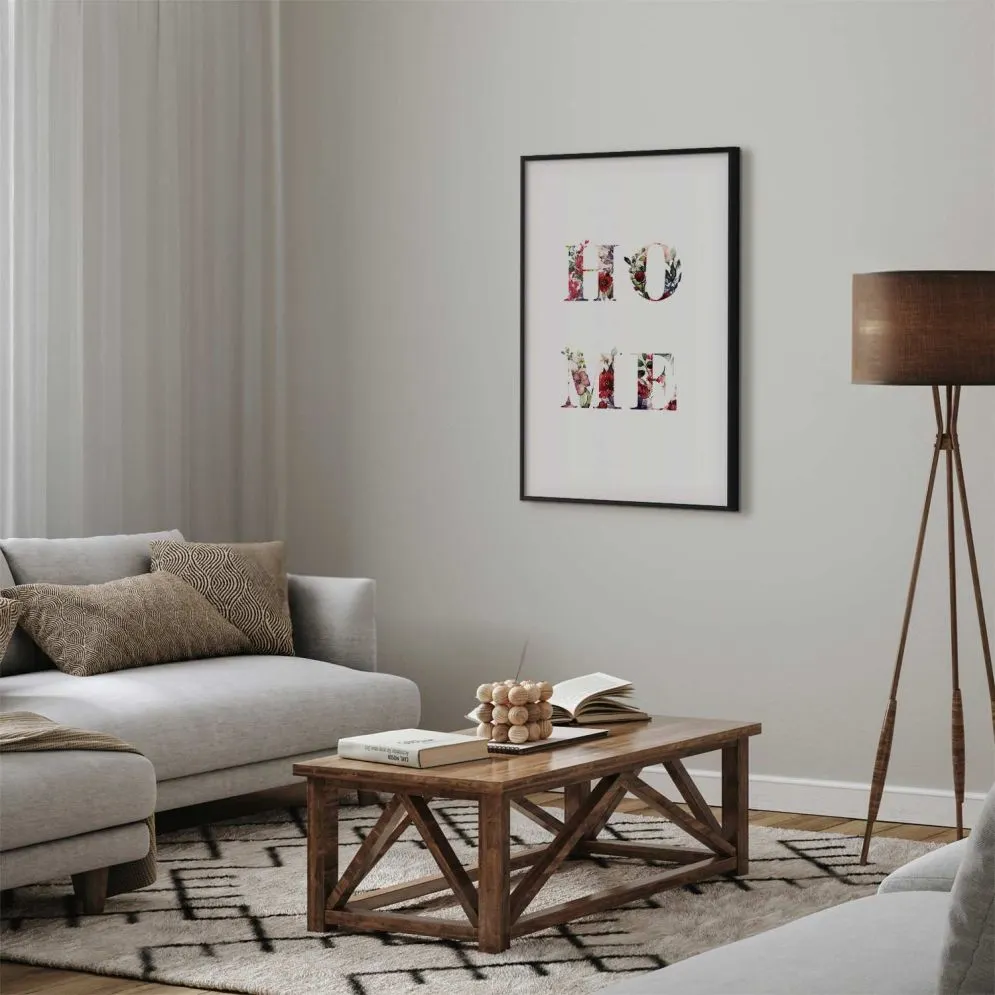 Plakat Dom w kwiatach 21x30 cm z ramą czarną z marginesem | MIRAT.