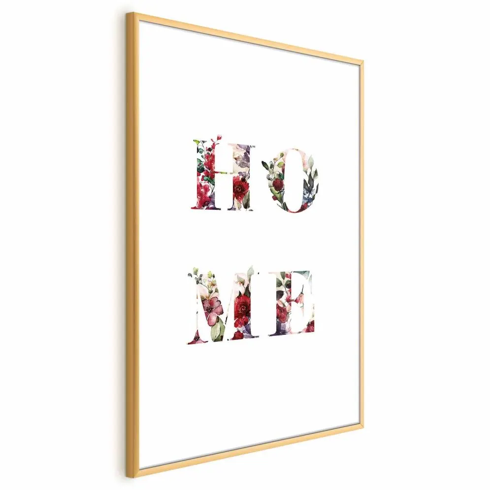 Plakat Dom w kwiatach 21x30 cm z ramą złotą z marginesem | MIRAT.