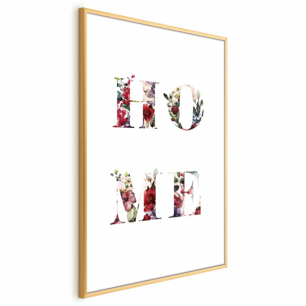Plakat Dom w kwiatach 21x30 cm z ramą złotą bez marginesu | MIRAT.