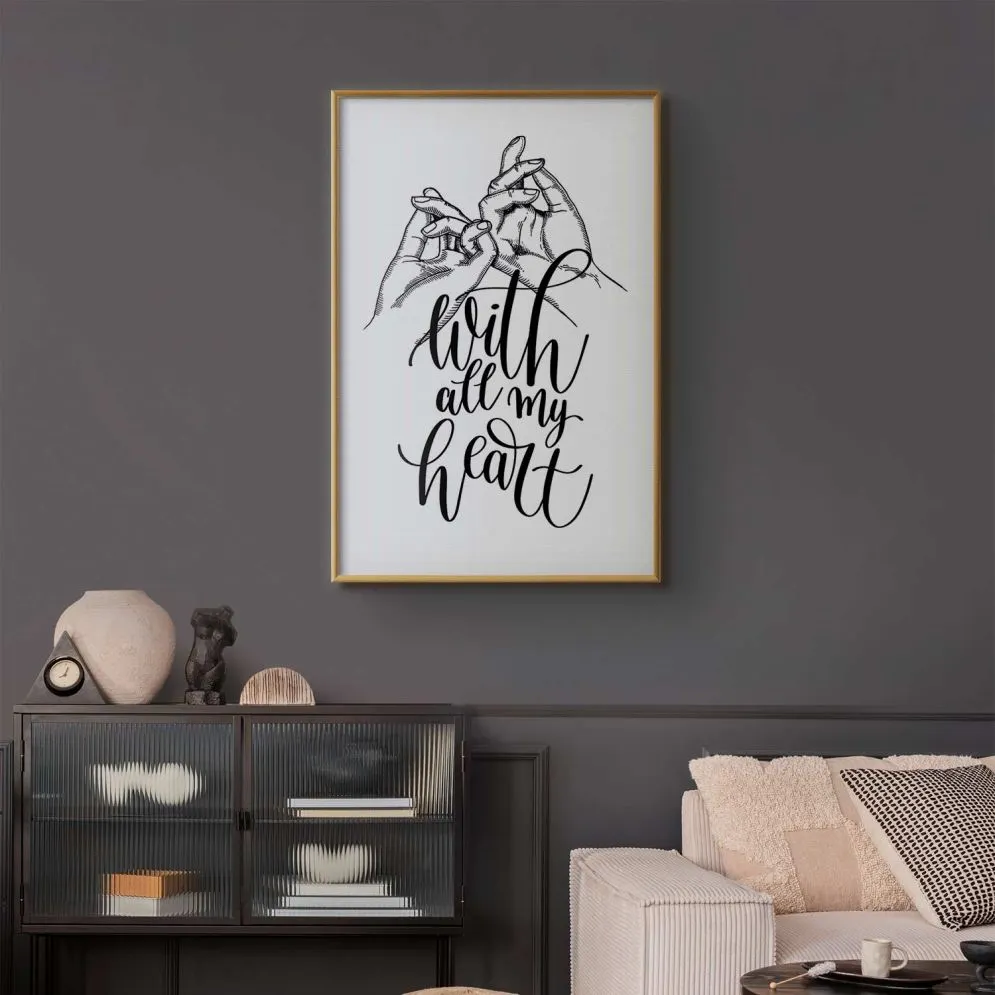 Plakat All My Heart 60x90 cm z ramą złotą bez marginesu | MIRAT.