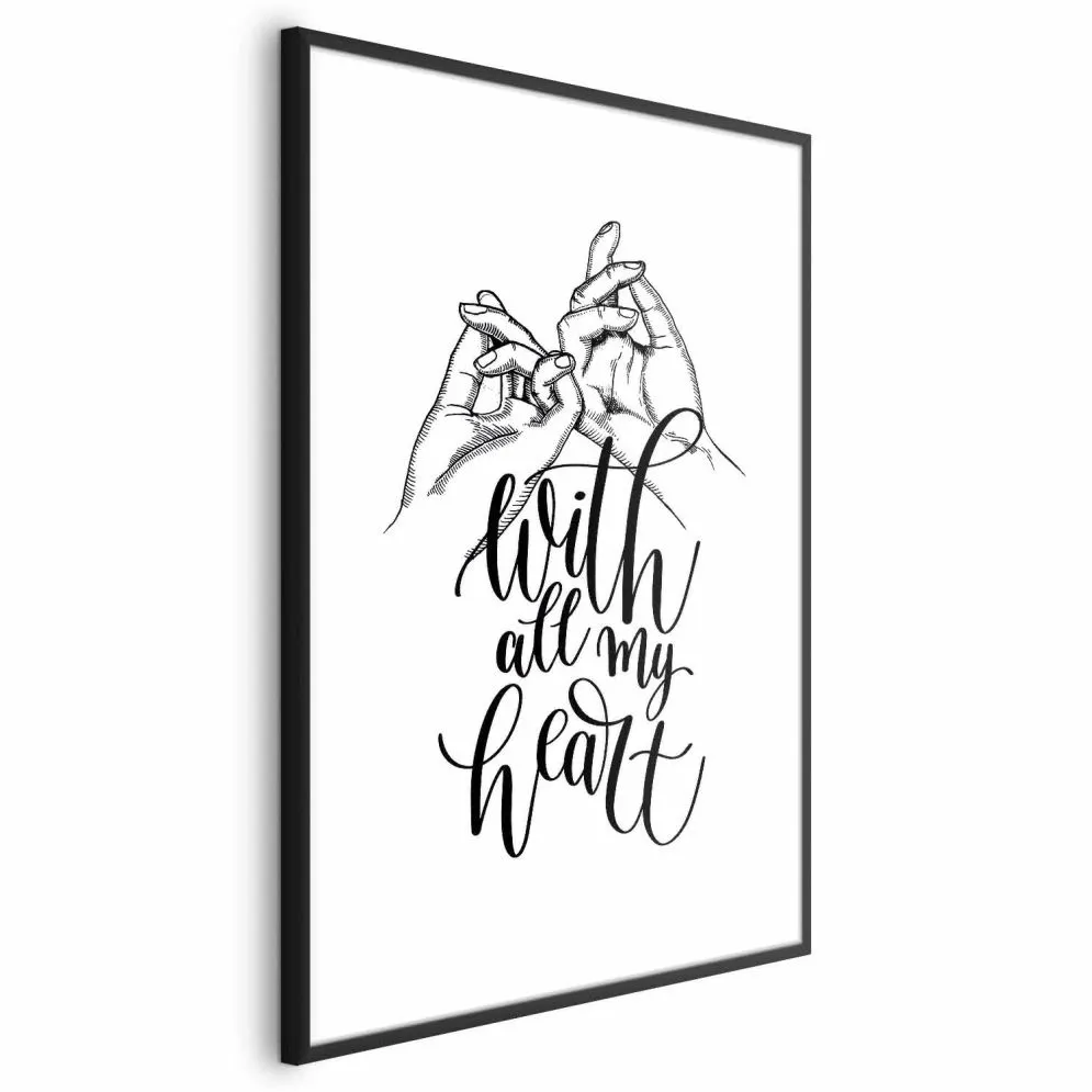 Plakat All My Heart 21x30 cm z ramą czarną z marginesem | MIRAT.
