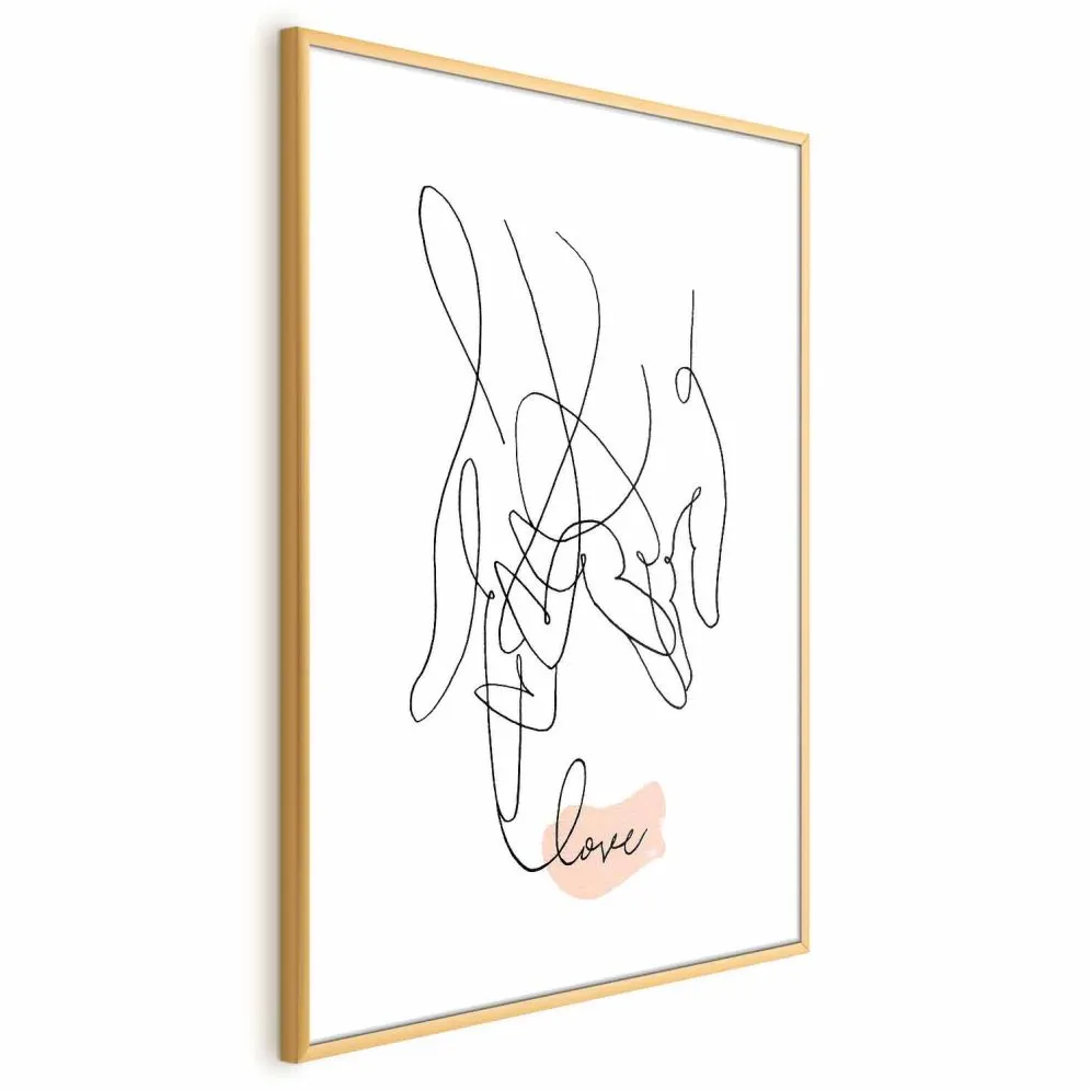 Plakat Splątane uczucie 21x30 cm z ramą złotą z marginesem | MIRAT.