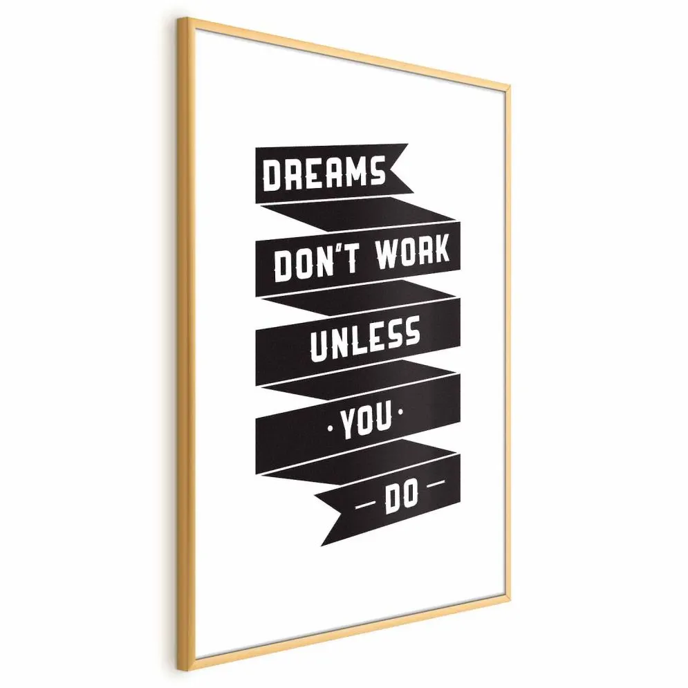 Plakat Dreams 21x30 cm z ramą złotą bez marginesu | MIRAT.