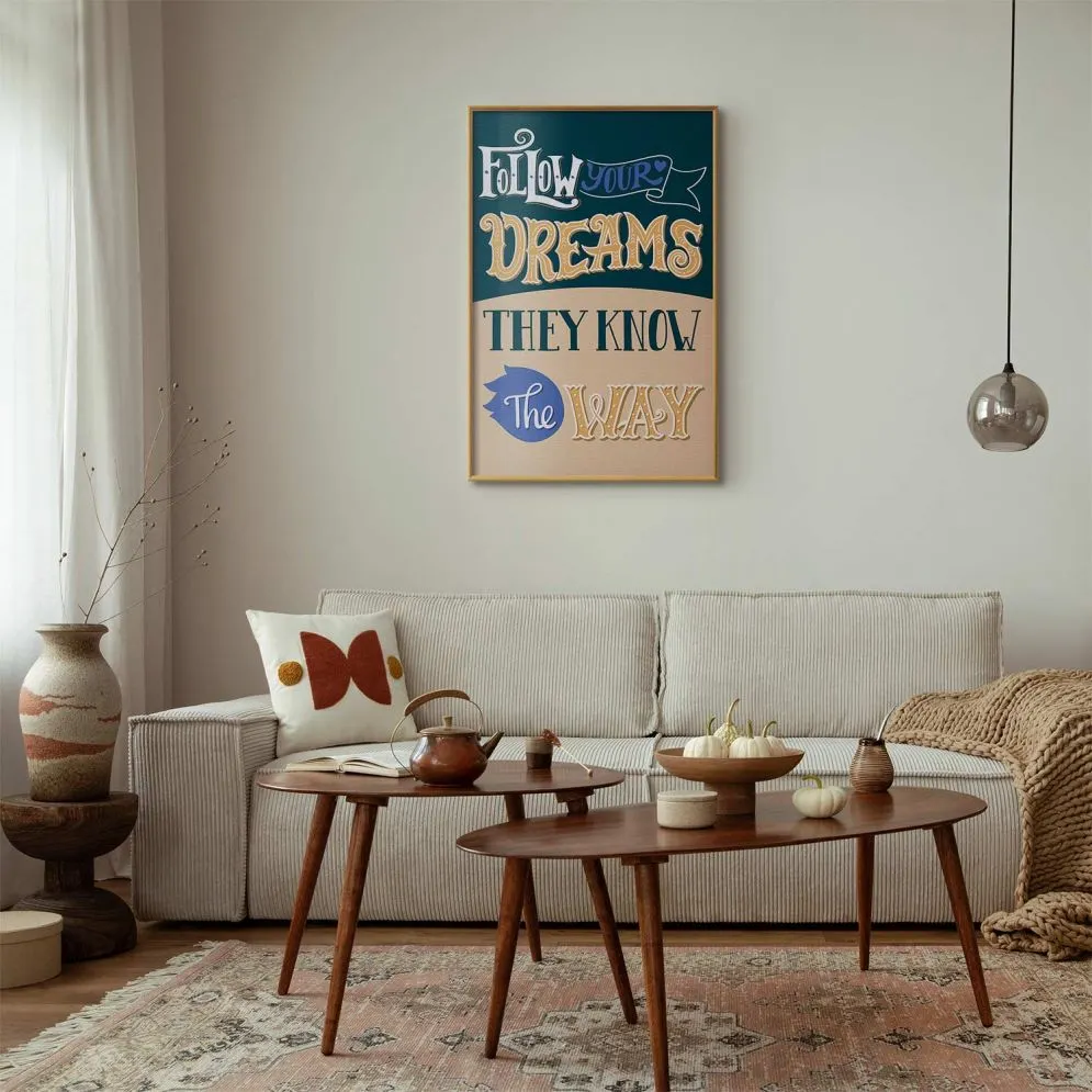 Plakat Follow 29,7x42 cm z ramą złotą bez marginesu | MIRAT.