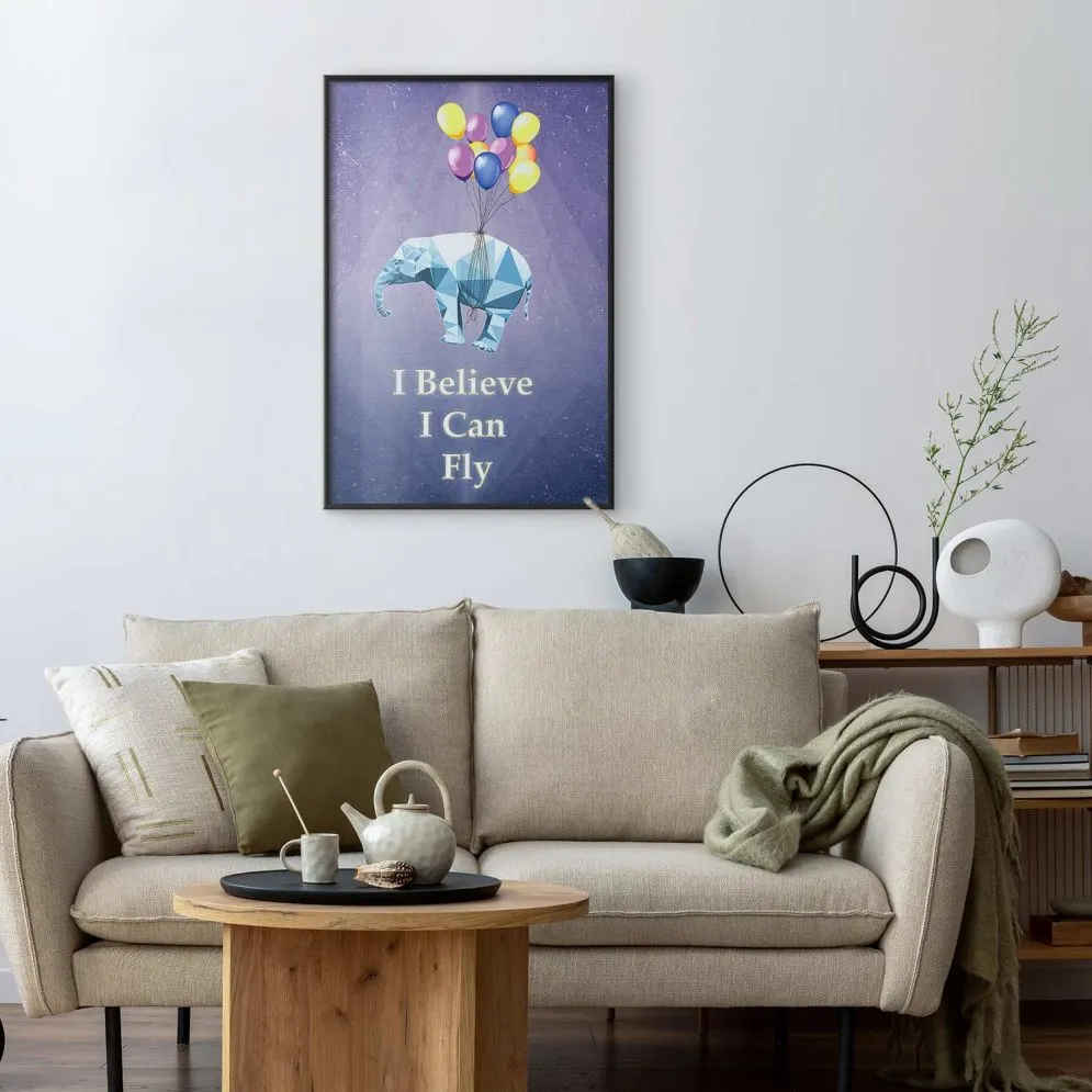 Plakat Latający słoń 21x30 cm z ramą czarną bez marginesu | MIRAT.
