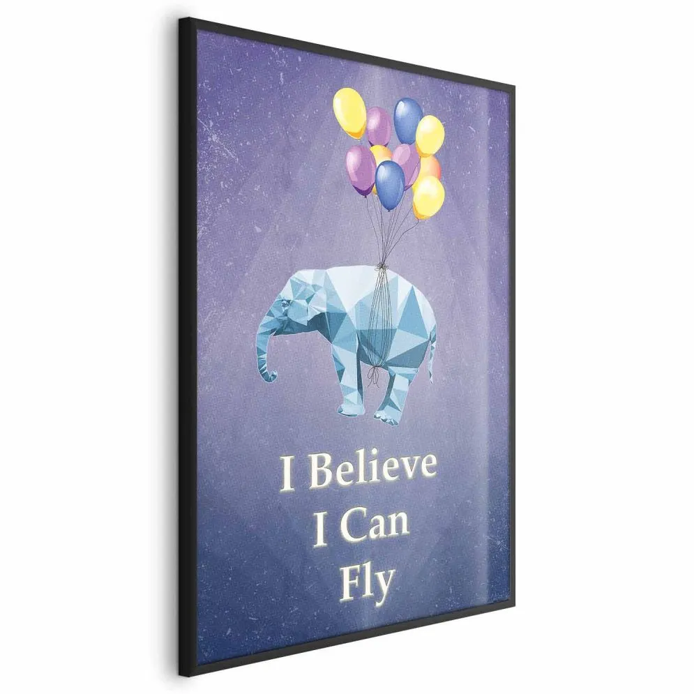 Plakat Latający słoń 21x30 cm z ramą czarną bez marginesu | MIRAT.