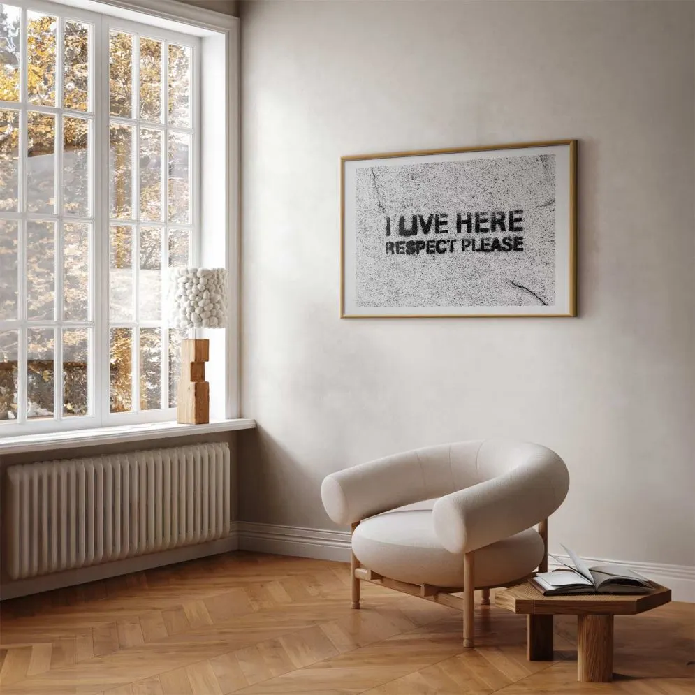 Plakat Respect 90x60 cm z ramą złotą z marginesem | MIRAT.