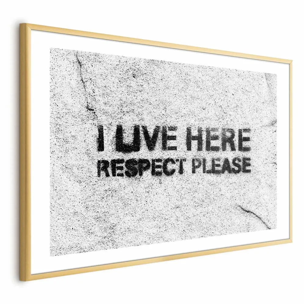 Plakat Respect 90x60 cm z ramą złotą z marginesem | MIRAT.