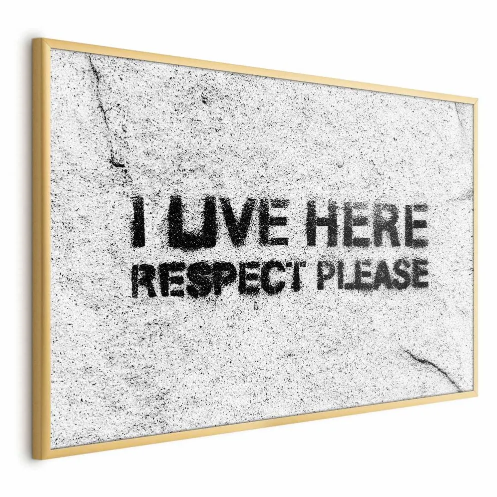 Plakat Respect 30x21 cm z ramą złotą bez marginesu | MIRAT.