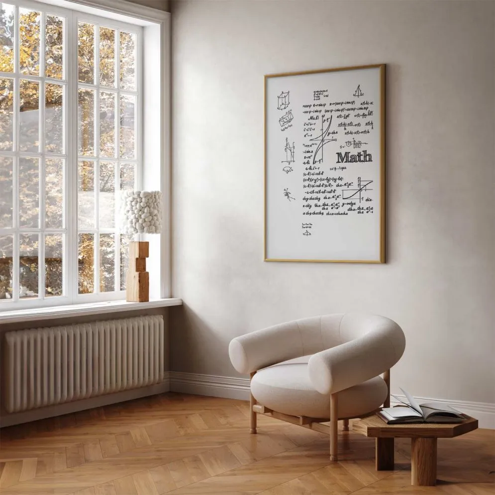 Plakat Matematyka 60x90 cm z ramą złotą z marginesem | MIRAT.