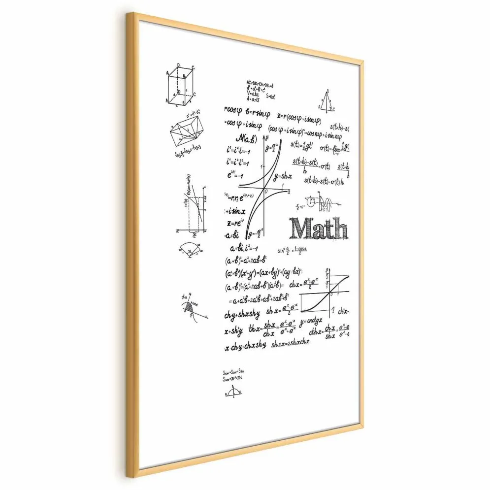 Plakat Matematyka 60x90 cm z ramą złotą z marginesem | MIRAT.
