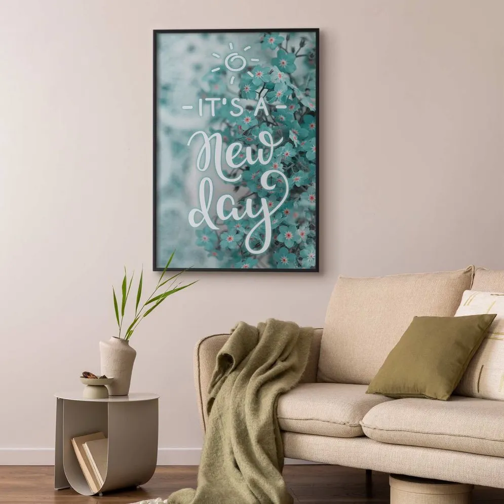 Plakat New day 21x30 cm z ramą czarną bez marginesu | MIRAT.