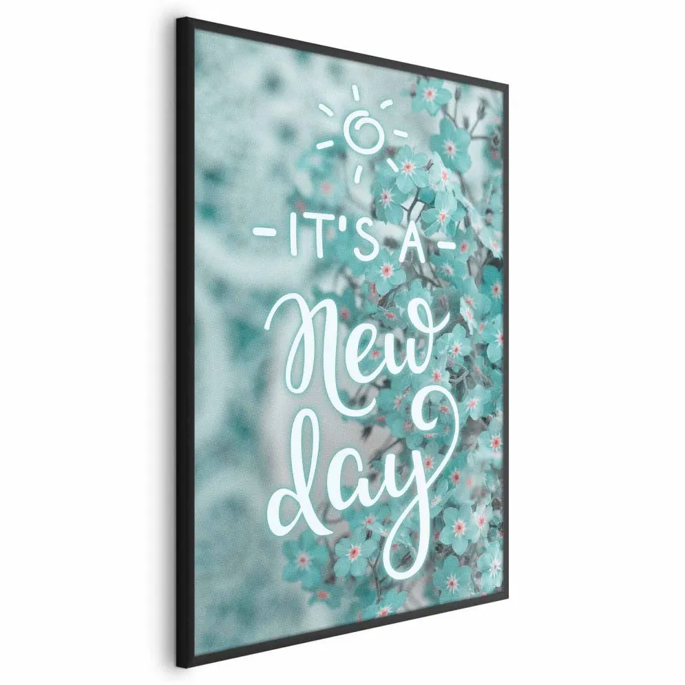 Plakat New day 21x30 cm z ramą czarną bez marginesu | MIRAT.